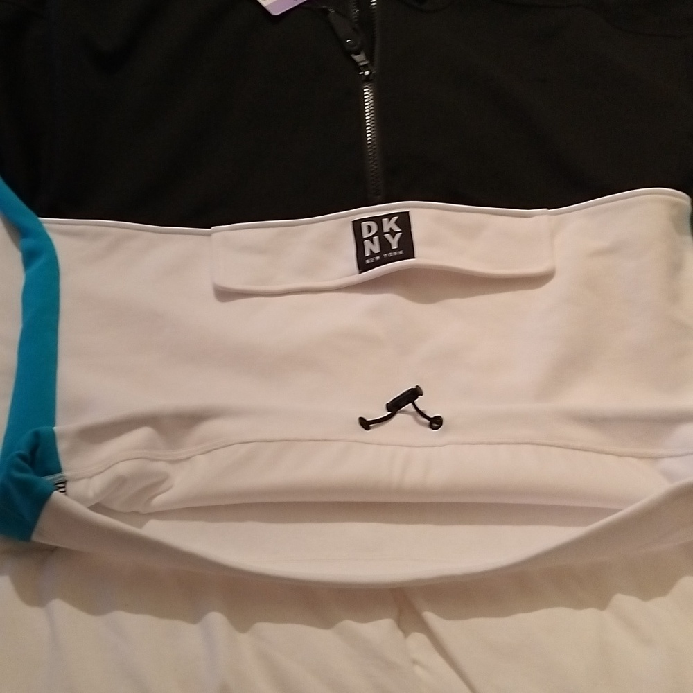 NWT DKNY Black, Blue and White Colorblock Half-Zip Pullover - XS - Picture 7 of 7